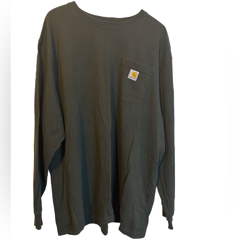 Carhartt Men's Long Sleeve Pocket T-Shirt in Olive Green